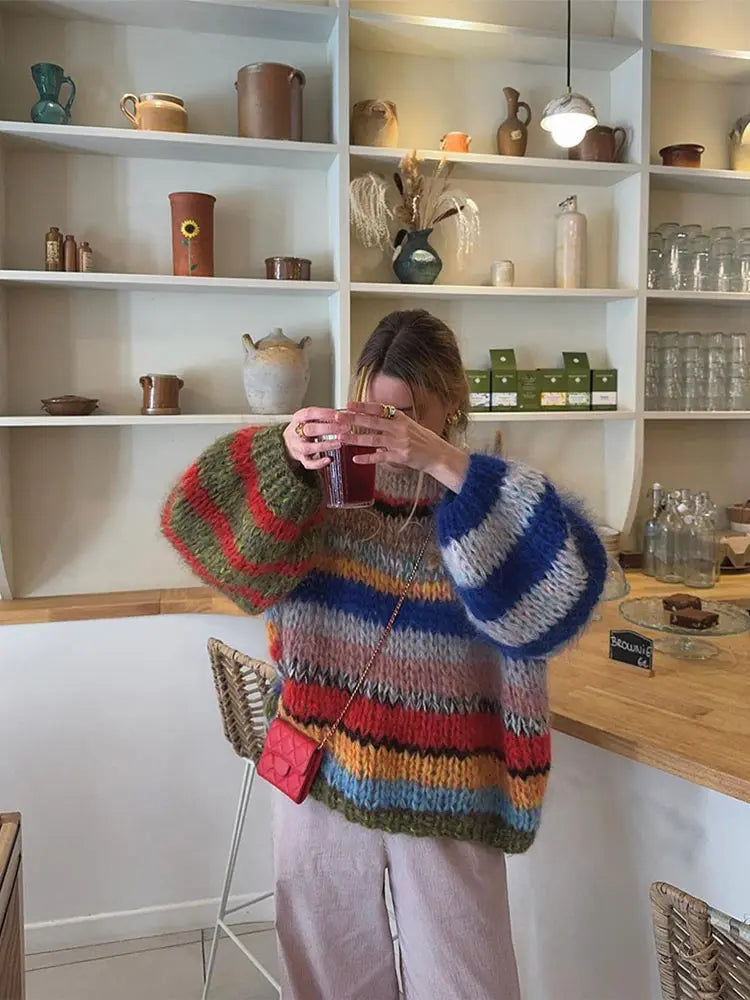 Zoé Mohair Multicolor Sweater – Bold & Cozy Comfort for Women