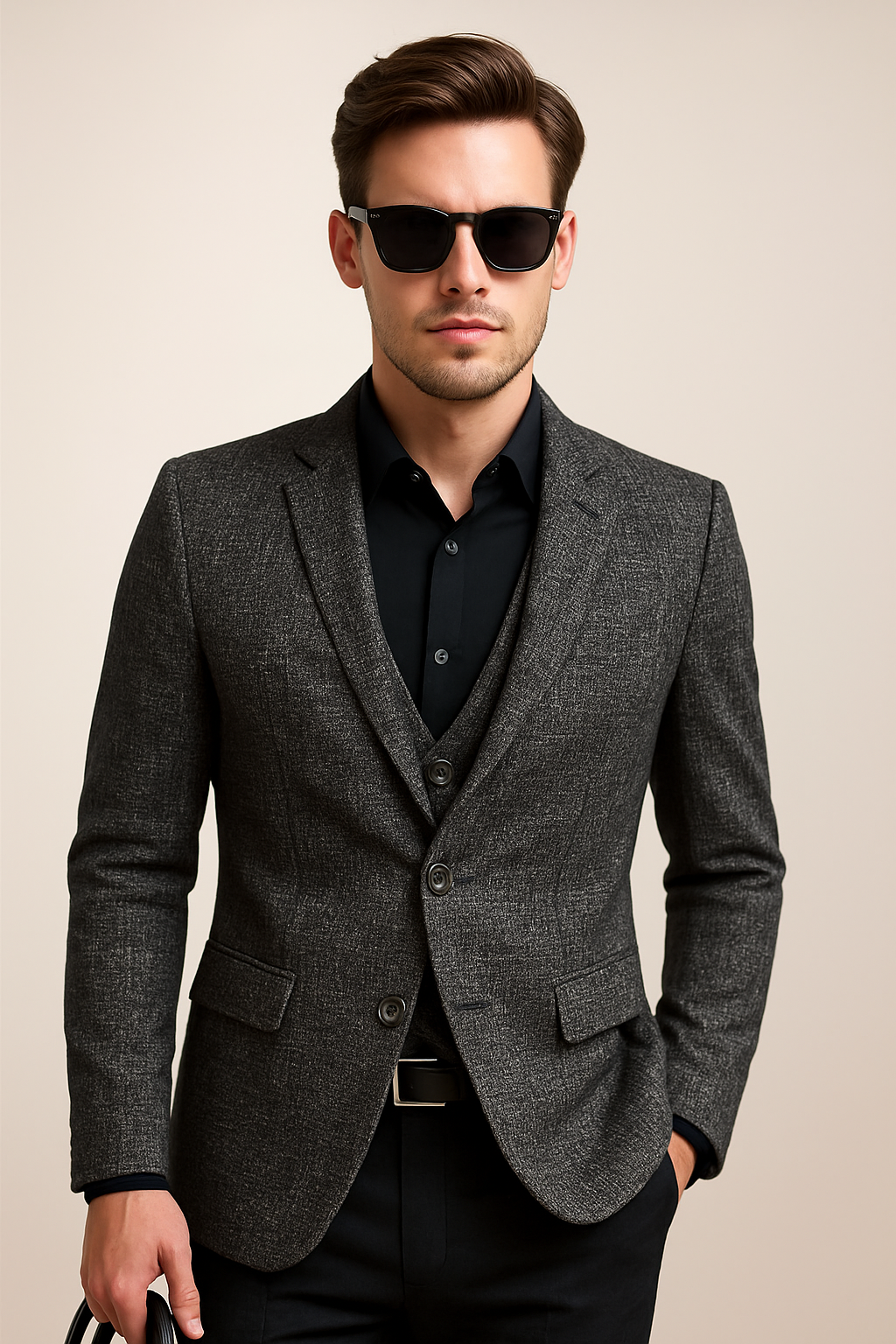 Spring Slim Fit Men’s Blazer – No-Iron Casual Jacket for Middle-Aged Style
