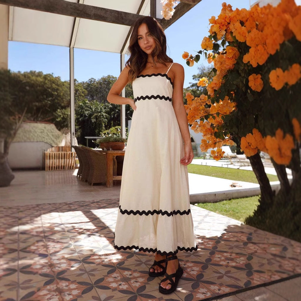 Women's A-Line Maxi Dress – Spaghetti Straps Beach Design