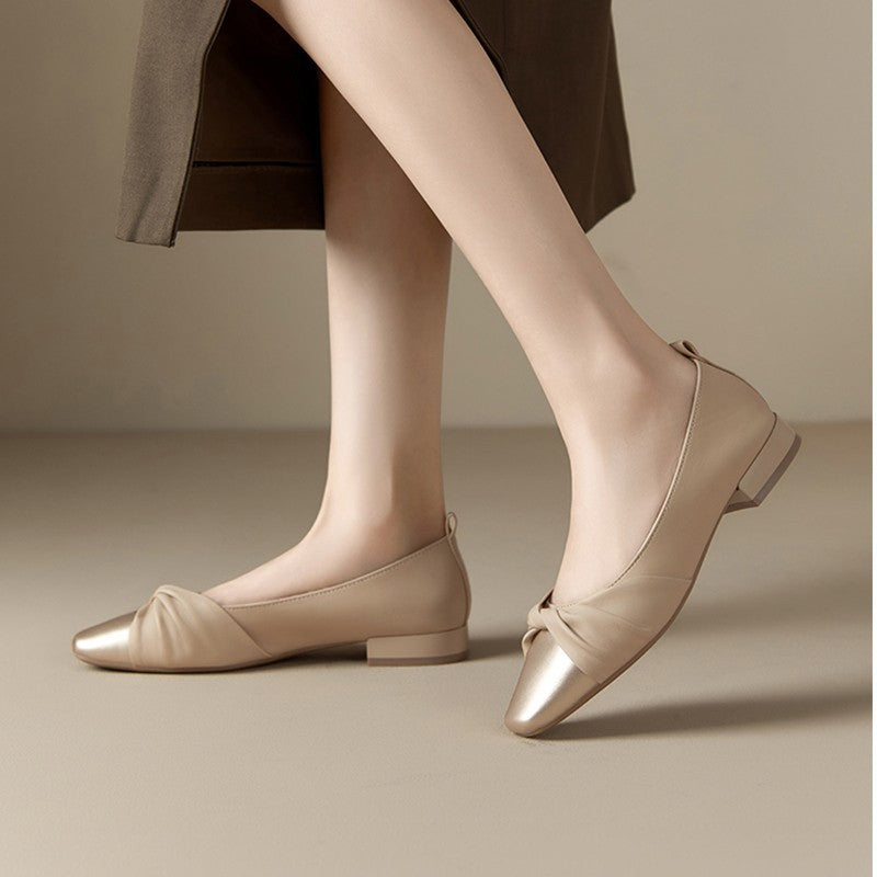 Women’s Low Heel Shoes – Pointed Toe – Twisted Strap – Elegant Style