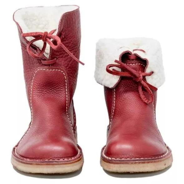 Women’s Shearling-Lined Ankle Boots with Foldable Cuff – Winter Casual Comfort