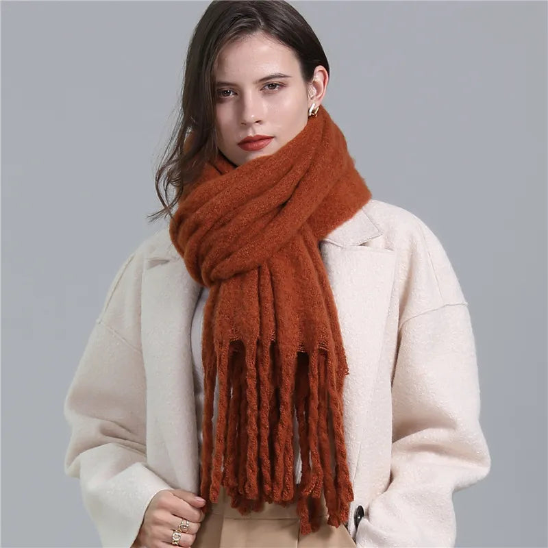 Women’s Scarf – Oversized Winter Wrap with Fringe