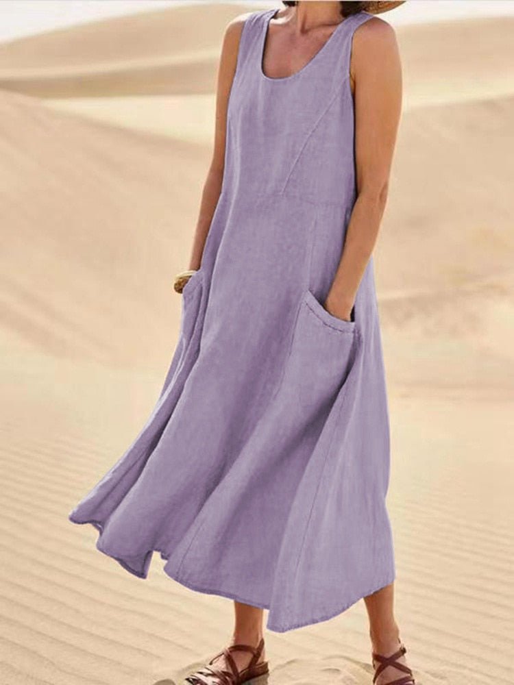 Women's Flowy Summer Midi Dress - Lightweight & Breathable
