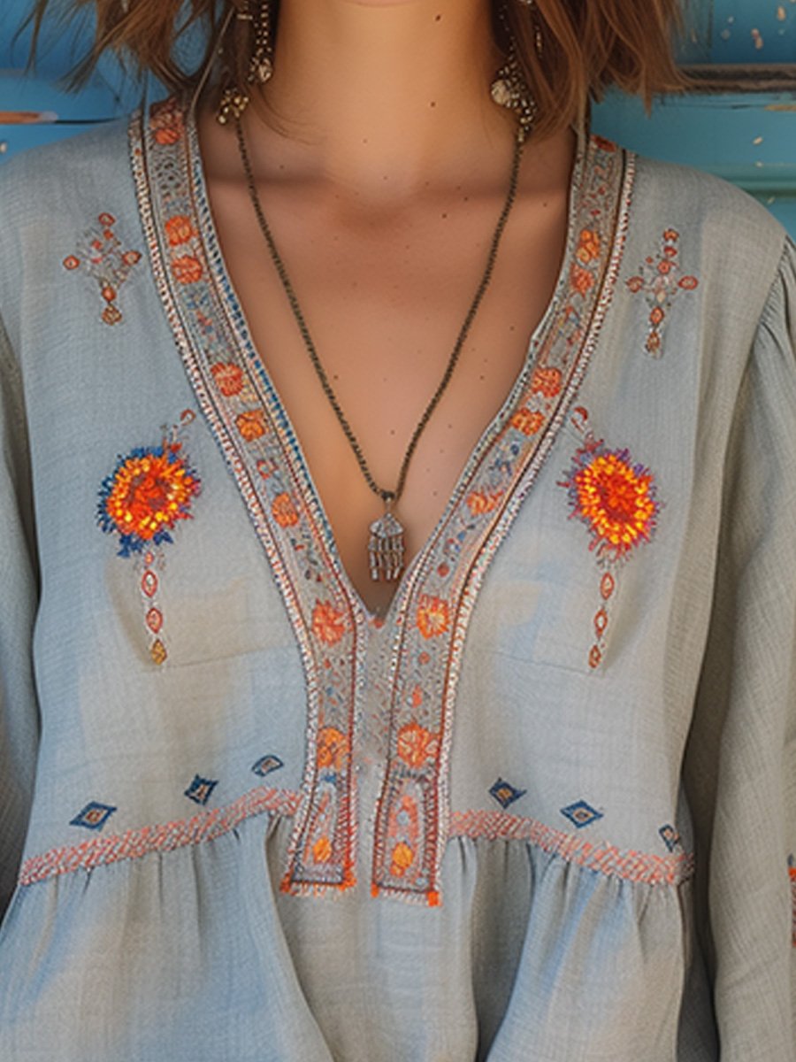 Sienna Blouse Woman Bohemian – Authentic Embroidery & Airy Summer Cut