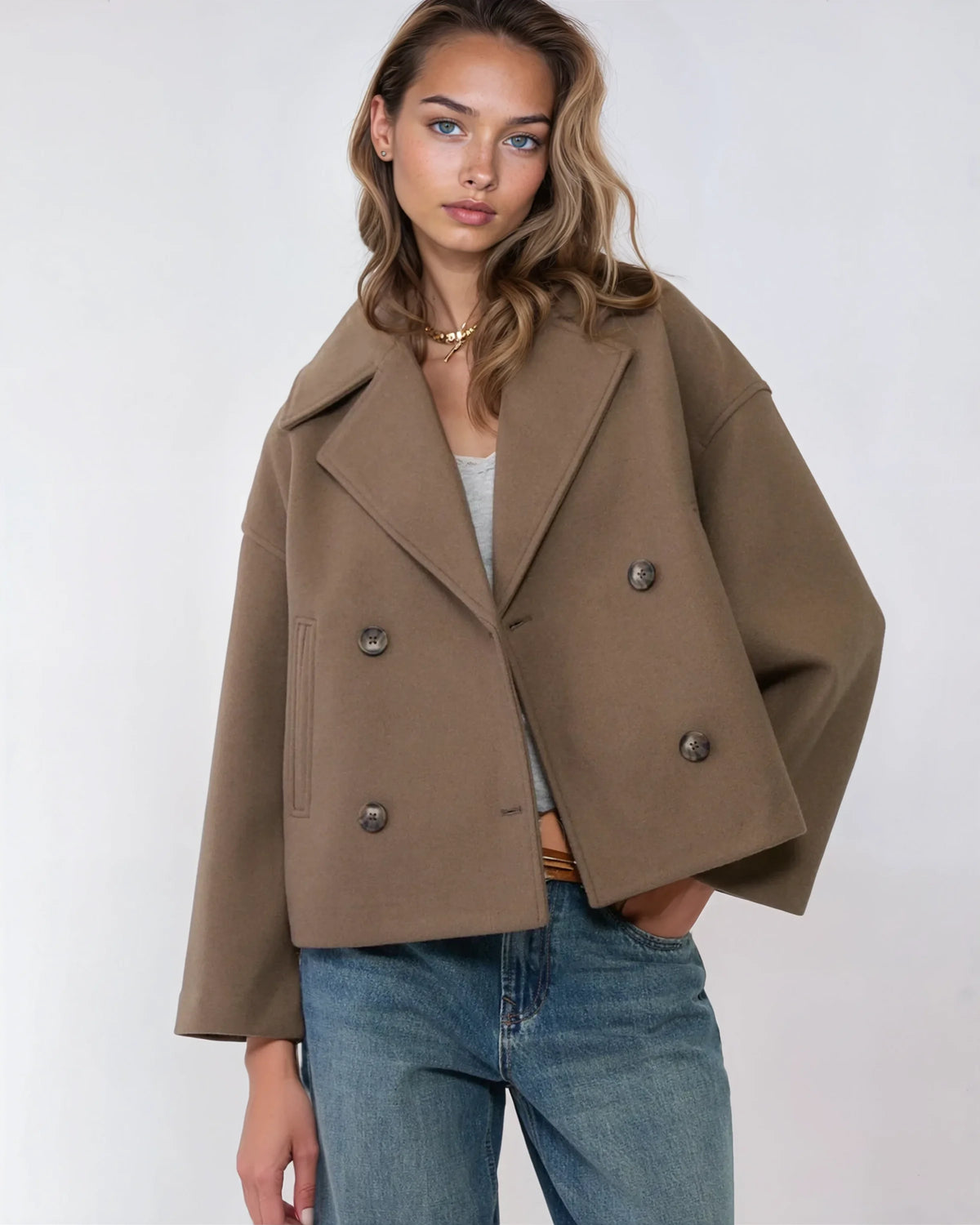 Vanessa Women's Jacket – Elegant & Warm Short Double-Breasted Wool Jacket for Winter