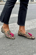 Leopard Print Loafer With Fuchsia Fringes