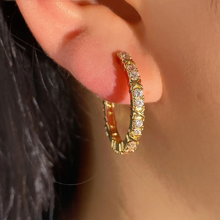 Clara | Zirconia Cross Earrings in 18K Gold