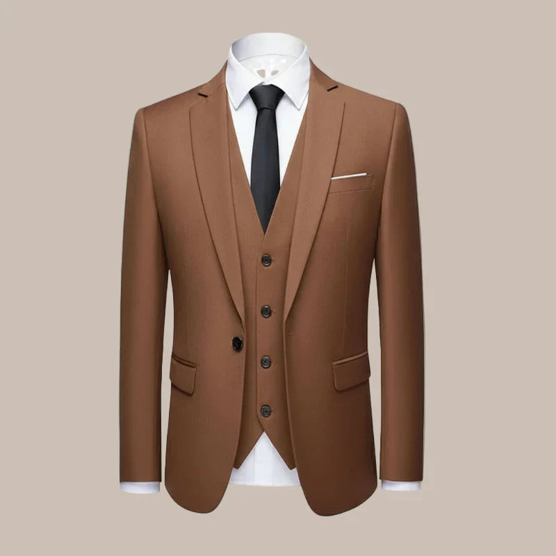 Men’s Three-Piece Slim Fit Suit – Tailored Formal Ensemble for Business & Weddings