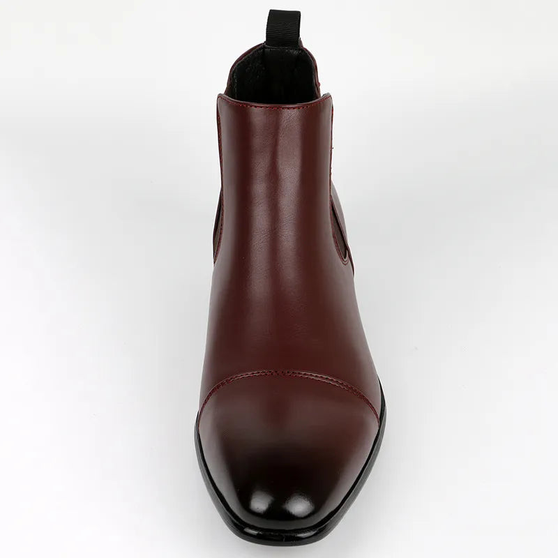 Men’s Faux Leather Chelsea Boots – Cap Toe, Elastic Gusset