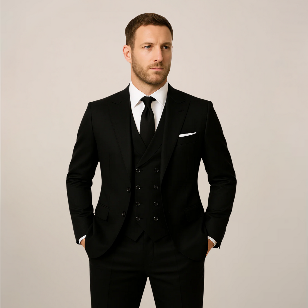 Men’s Three-Piece Dinner Suit – Contrast Lapel, Tailored Fit
