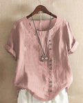 Lena Blouse Femme – Lightweight Linen Blouse with Buttoning & Natural Look