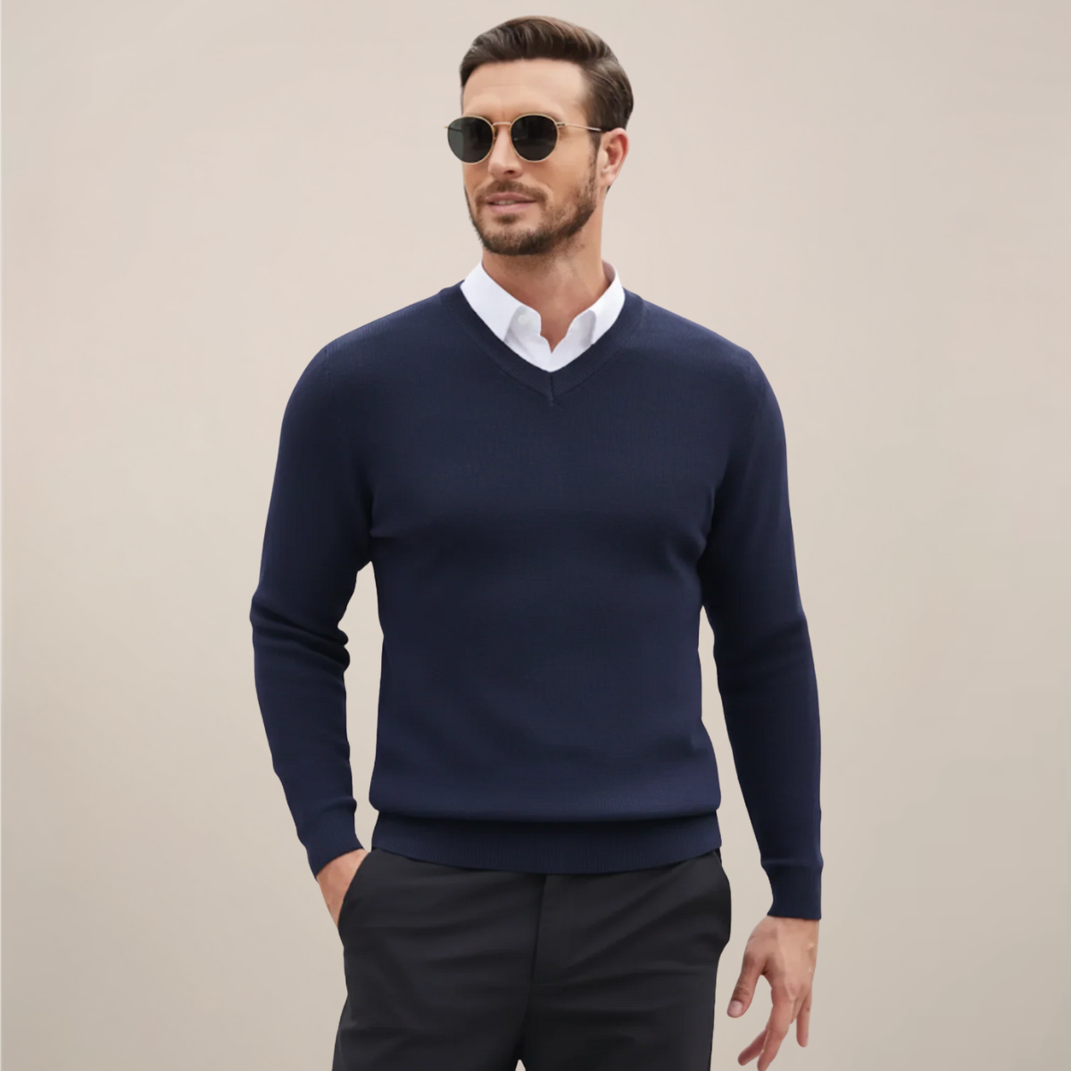 Men’s Classic V-Neck Sweater – Refined Autumn Winter Knit