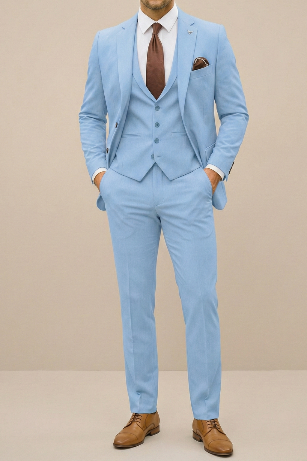 Men's Slim Fit Three-Piece Suit – Formal Set for Weddings & Parties