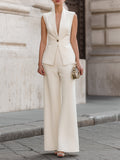 Tailored Sleeveless Vest And Wide-Leg Pants Set