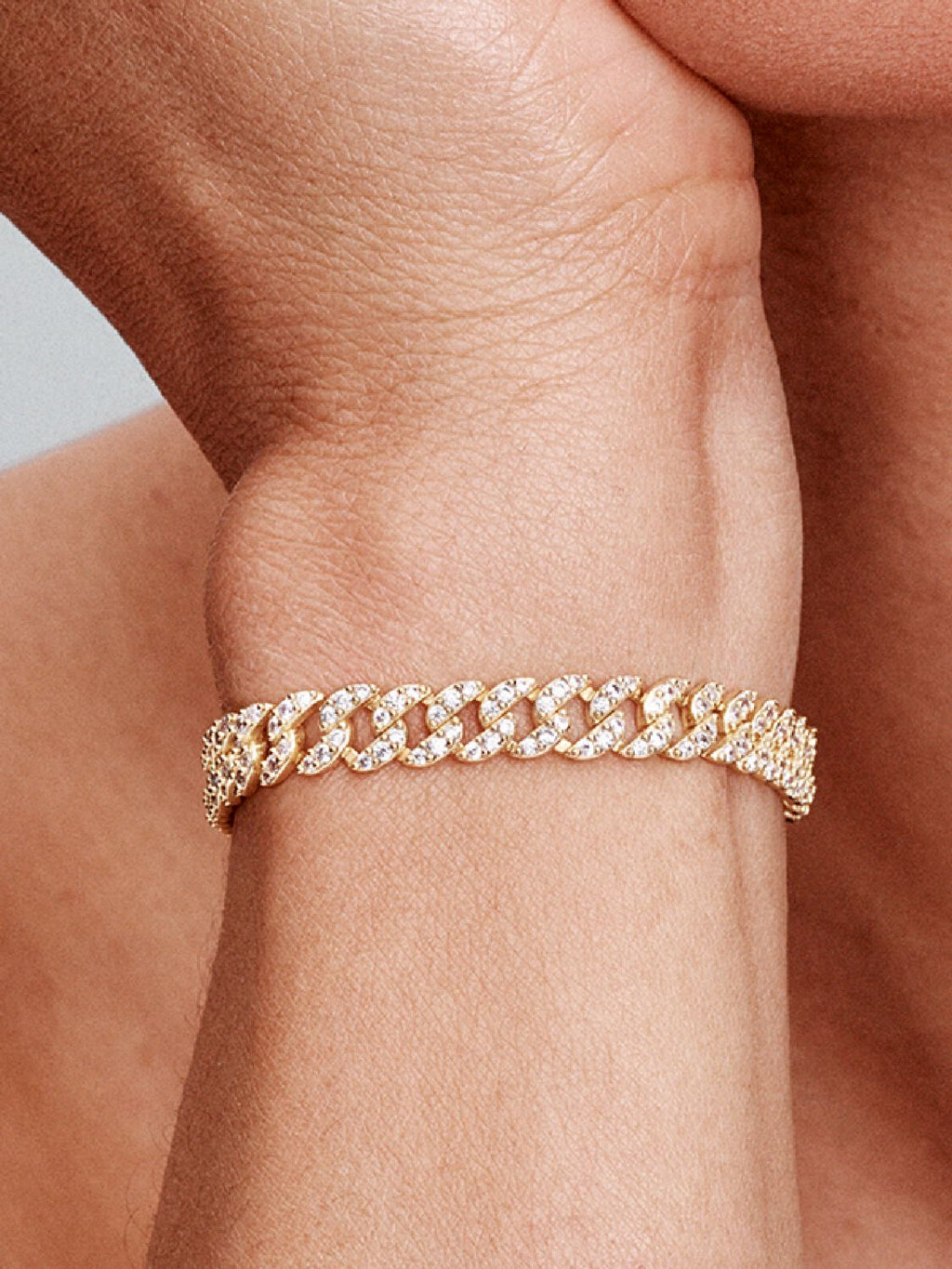 Clara | Cuban Pink Bracelet 18k Gold