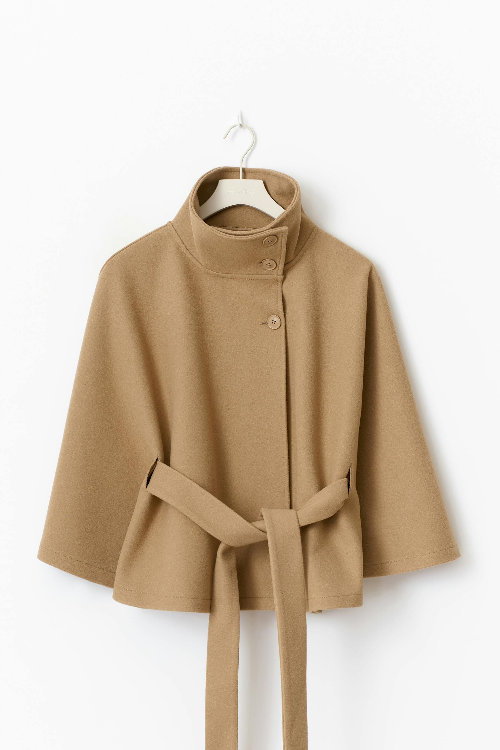 Ivanna Wool Coat Woman – Elegant High Collar with Removable Belt & Casual Cut