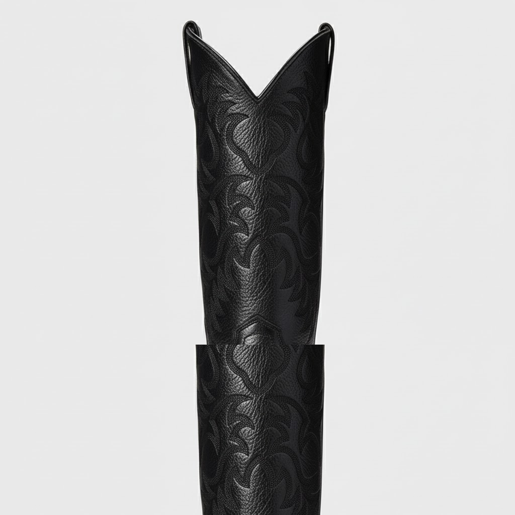 Women’s Western Knee-High Boots – Pointed Toe & Embroidered Detail