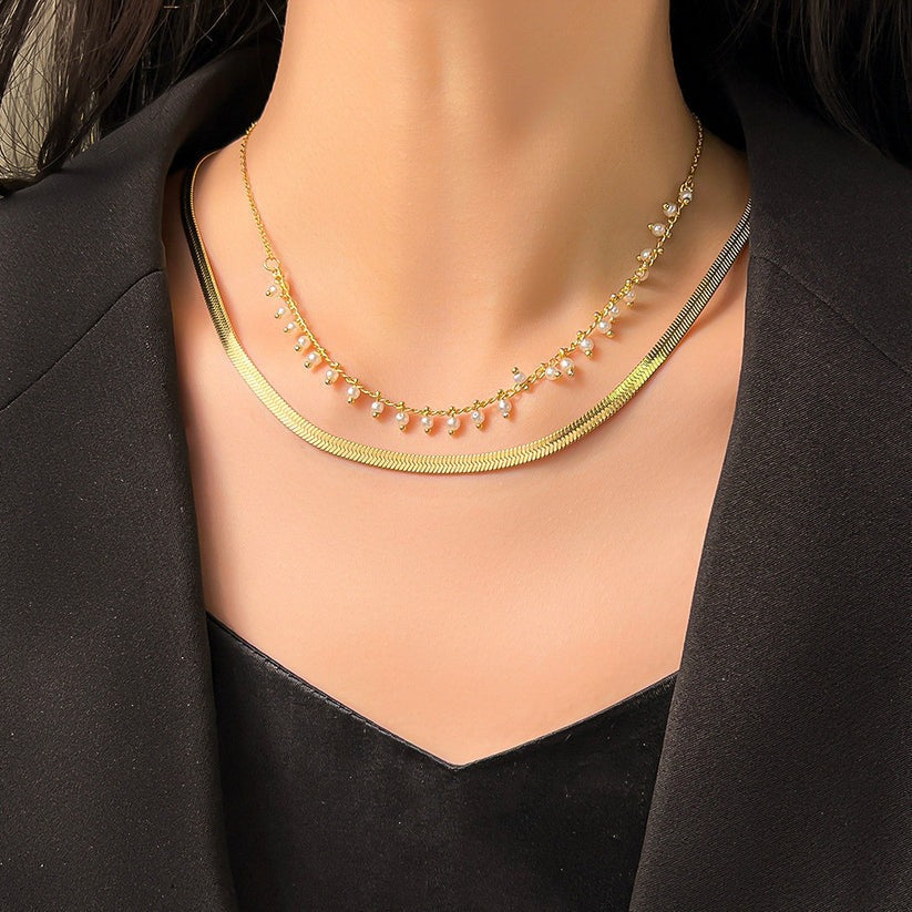 Clara | Luxe Snake Choker & Pearl Jewelry Set 18K Gold