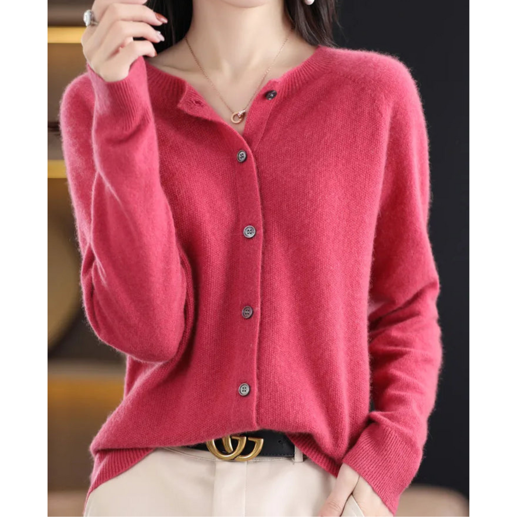 Mercy Cardigan Femme – Elegant Cardigan in Merino Wool & Soft Cashmere with Round Neck