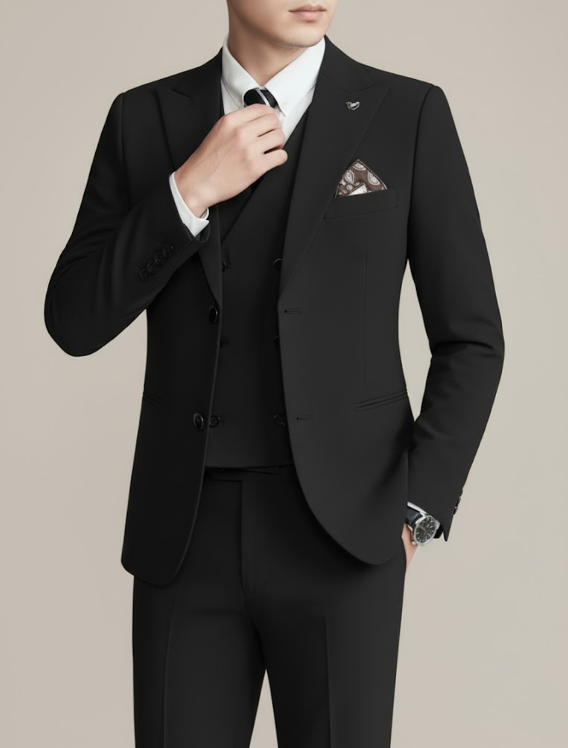 Men’s Three-Piece Suit – Tailored Formal Wedding Ensemble