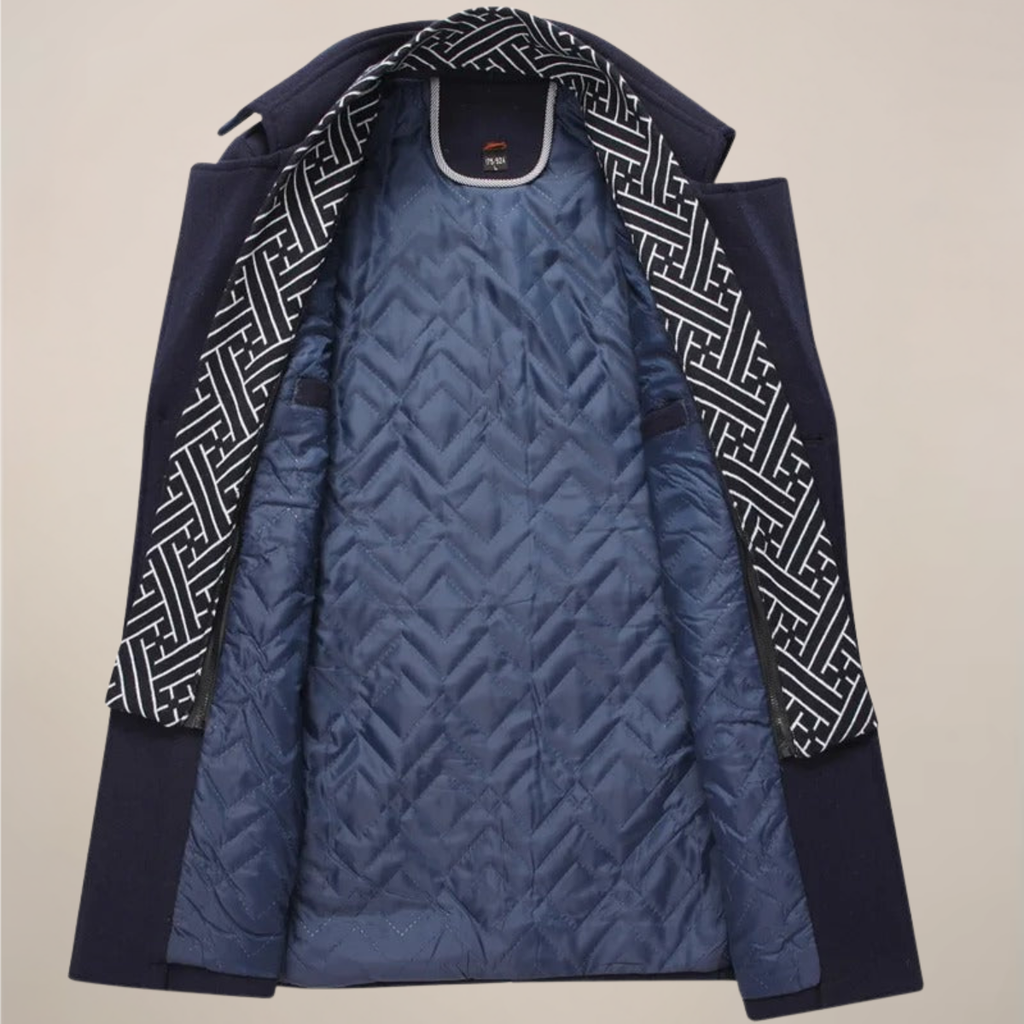 Men’s Long Button-Up Winter Coat – Tailored Wool-Style Overcoat