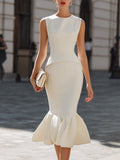 Sleeveless Sculpted Top and Mermaid Skirt Set