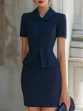 Tailored Short Sleeve Peplum Blazer & Mini Skirt Set