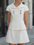 Elegant Double-Breasted Sculpted Top & A-Line Skirt Set