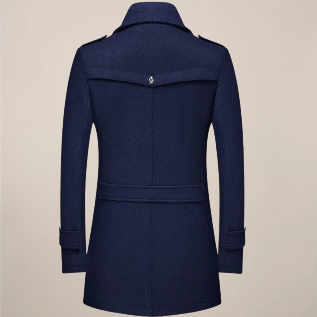 Men’s Long Button-Up Winter Coat – Tailored Wool-Style Overcoat