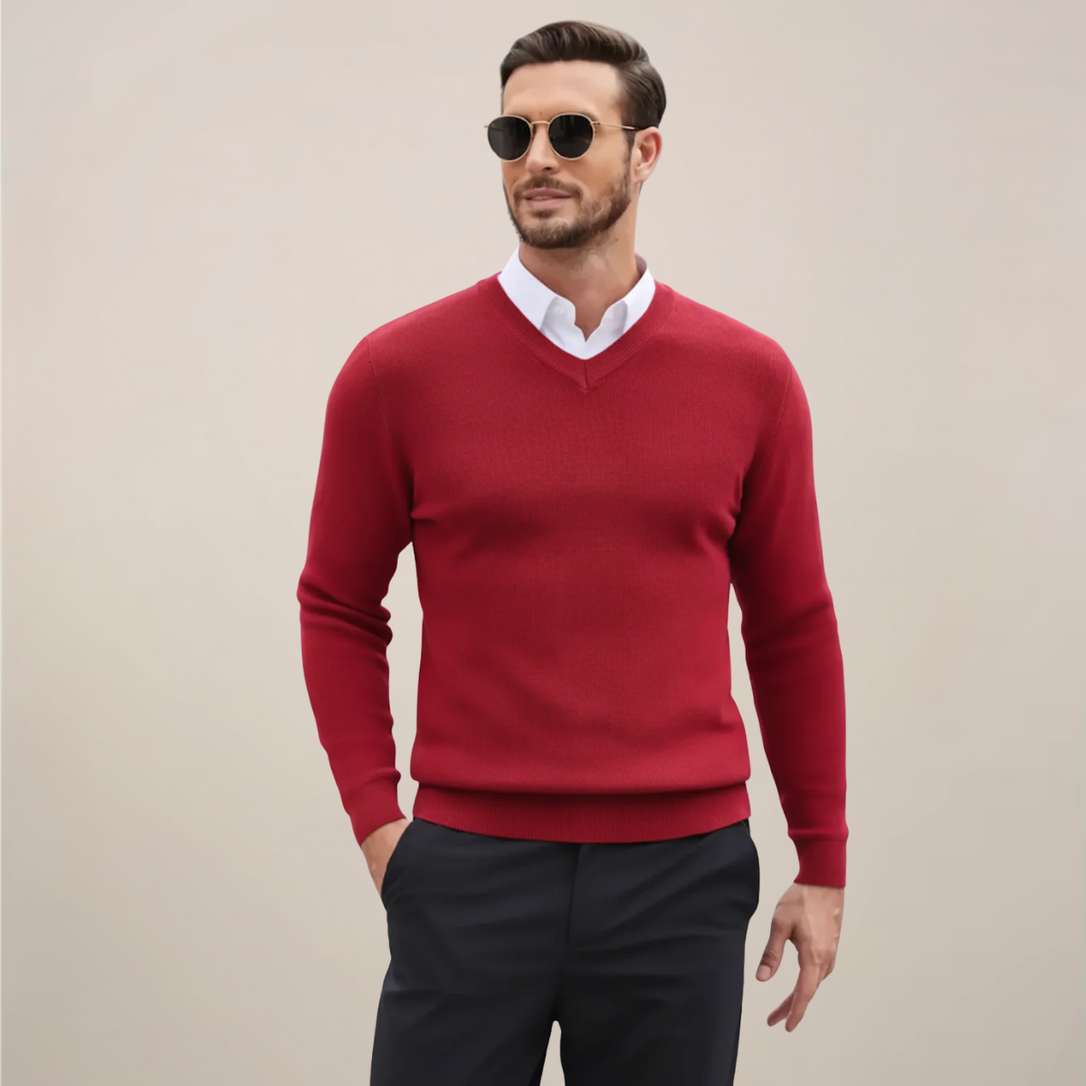 Men’s Classic V-Neck Sweater – Refined Autumn Winter Knit