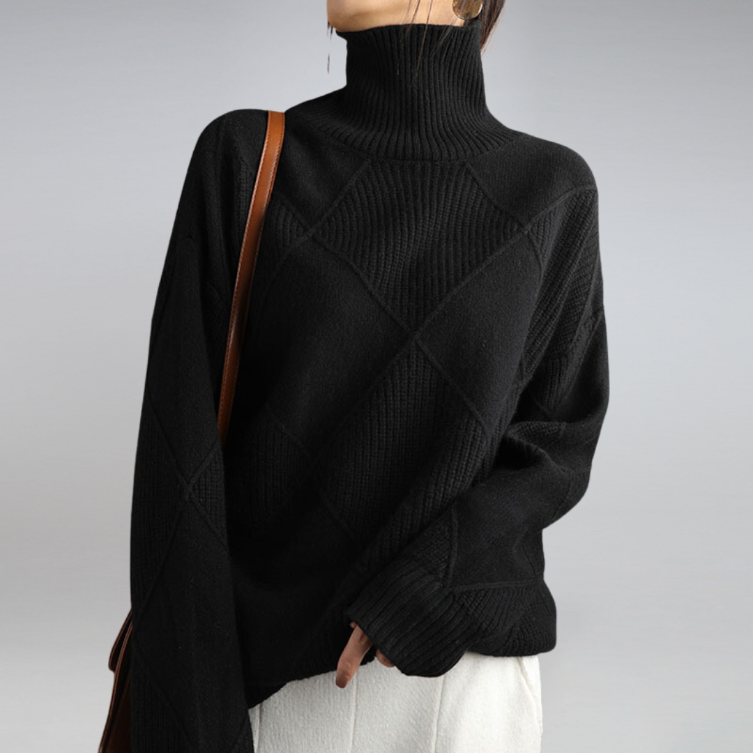 Penelope Pull Femme – Elegant & Soft Turtleneck Cashmere Sweater for Winter Comfort
