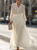 Pleated Shirt Top And Maxi Skirt Set