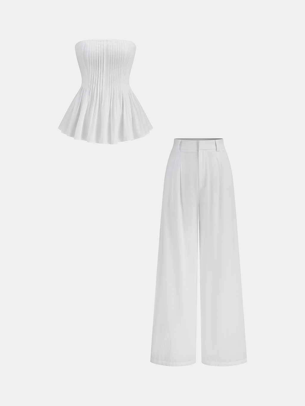 Cotton Mid-Waist Wide-Leg Pants With Pockets