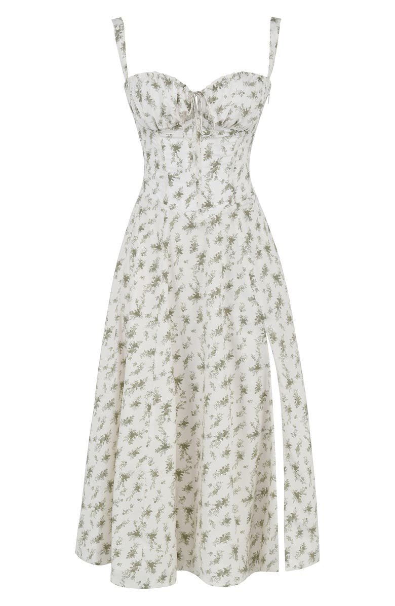 Corset Midi Dress – Tailored Waist and Flowing Skirt