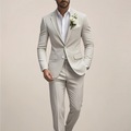 Light Beige Slim Fit City Wedding Suit – Men’s Tailored Formal Wear