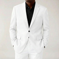 Men’s White Blazer Jacket – Two-Button, Notch Lapel, Flap Pockets