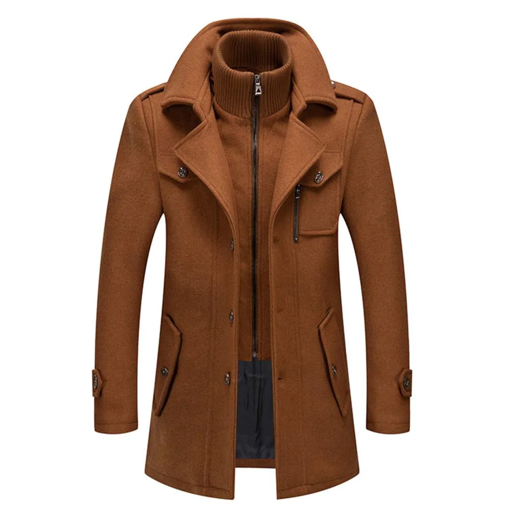Men’s 2-Piece Layered Long Jacket – Smart Zip-In Insert