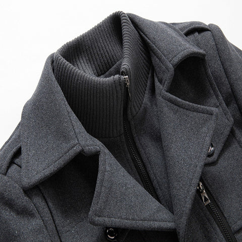 Men’s 2-Piece Layered Long Jacket – Smart Zip-In Insert