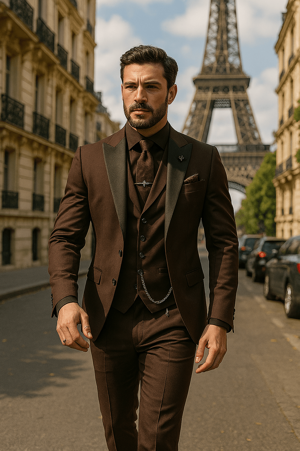 Men’s 3-Piece Slim Fit Suit – Blazer, Waistcoat and Trousers Set for Formal Events