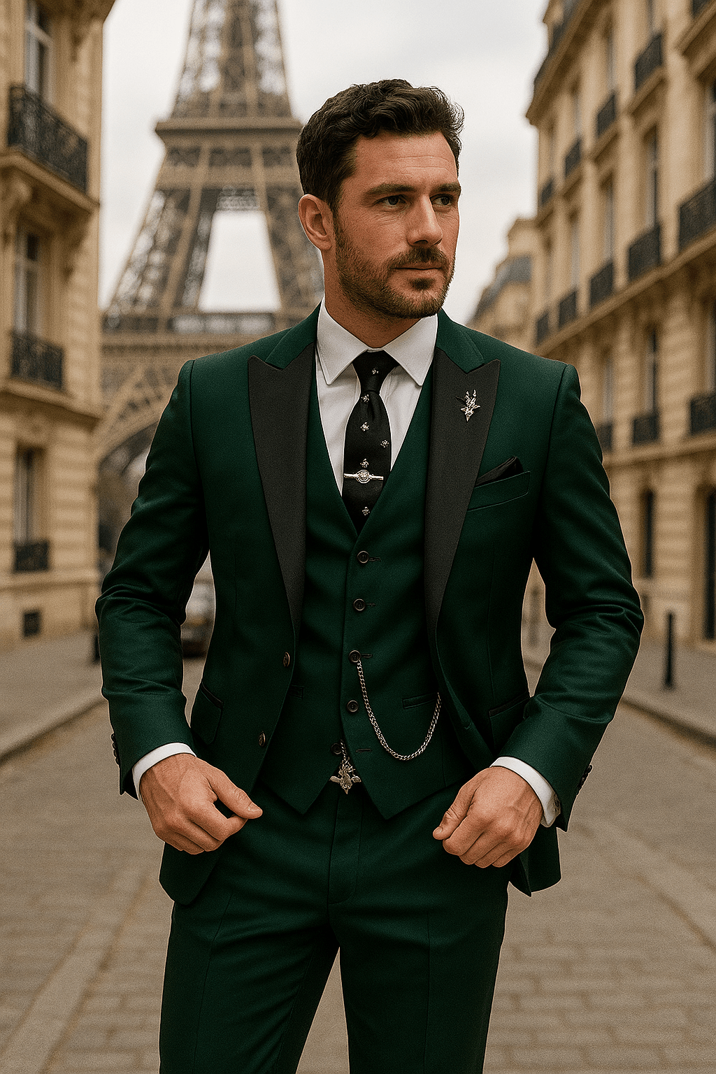 Men’s 3-Piece Slim Fit Suit – Blazer, Waistcoat and Trousers Set for Formal Events