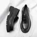 Men’s Black Chunky Sole Loafers – Modern Slip-On Dress Shoes