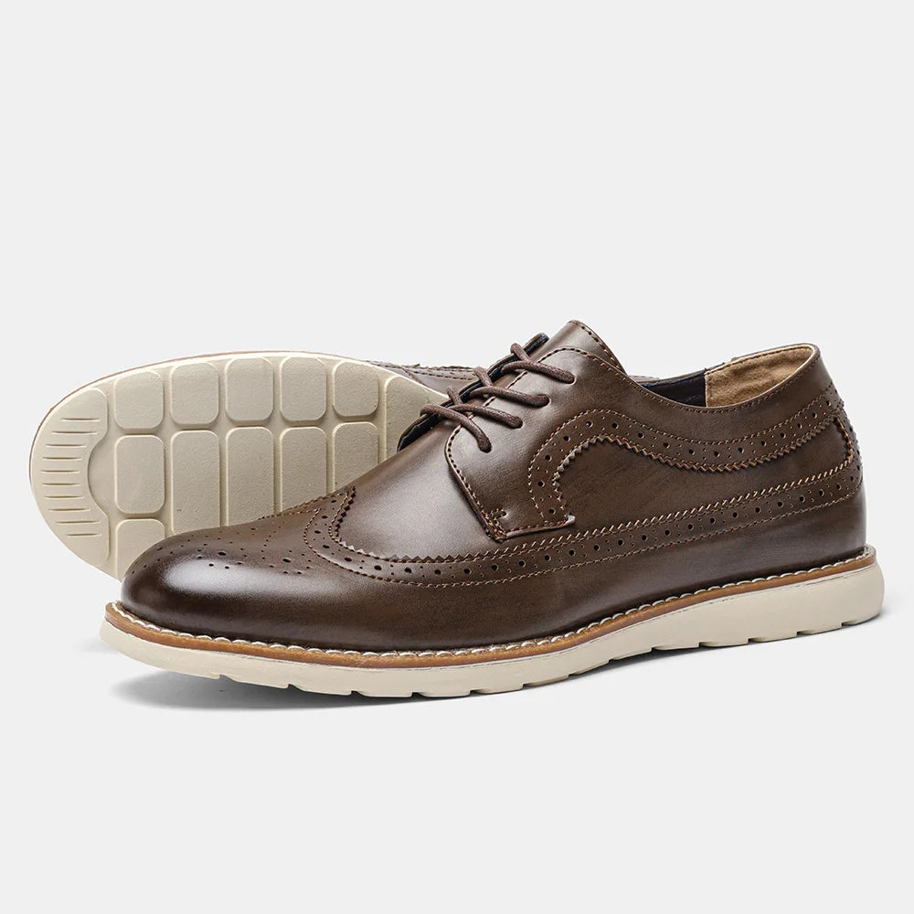 Men’s Brogue Oxford Shoes – Classic Wingtip Design with Cushioned Sole