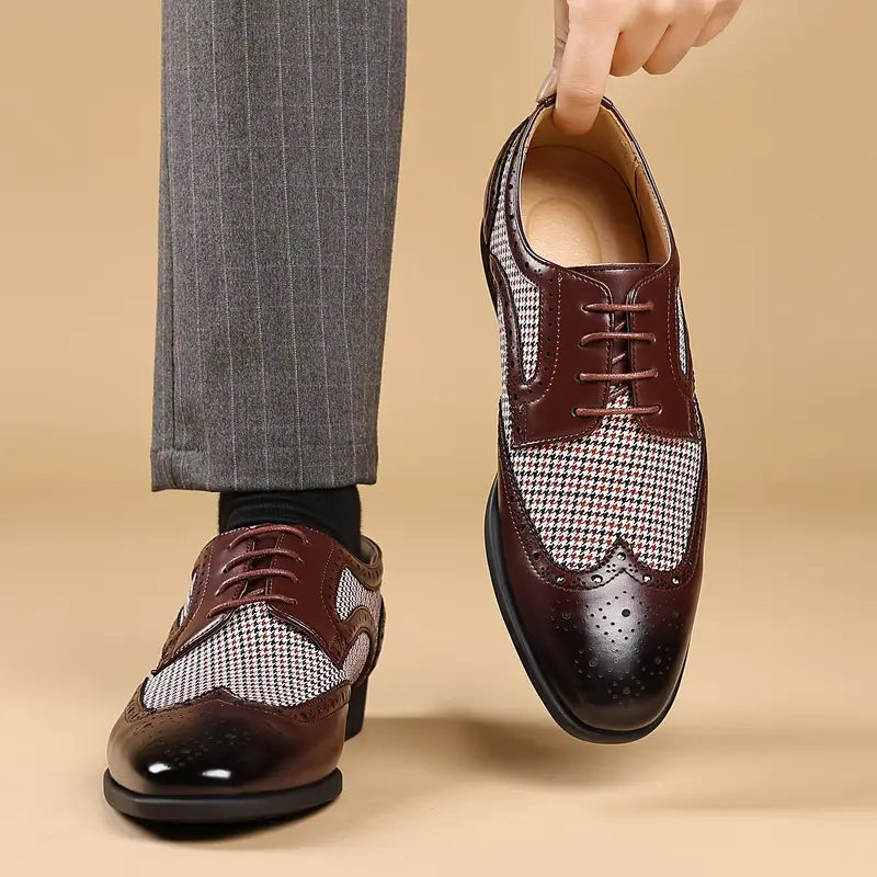 Men’s Brogue Oxford Shoes – Lace-Up Low Top