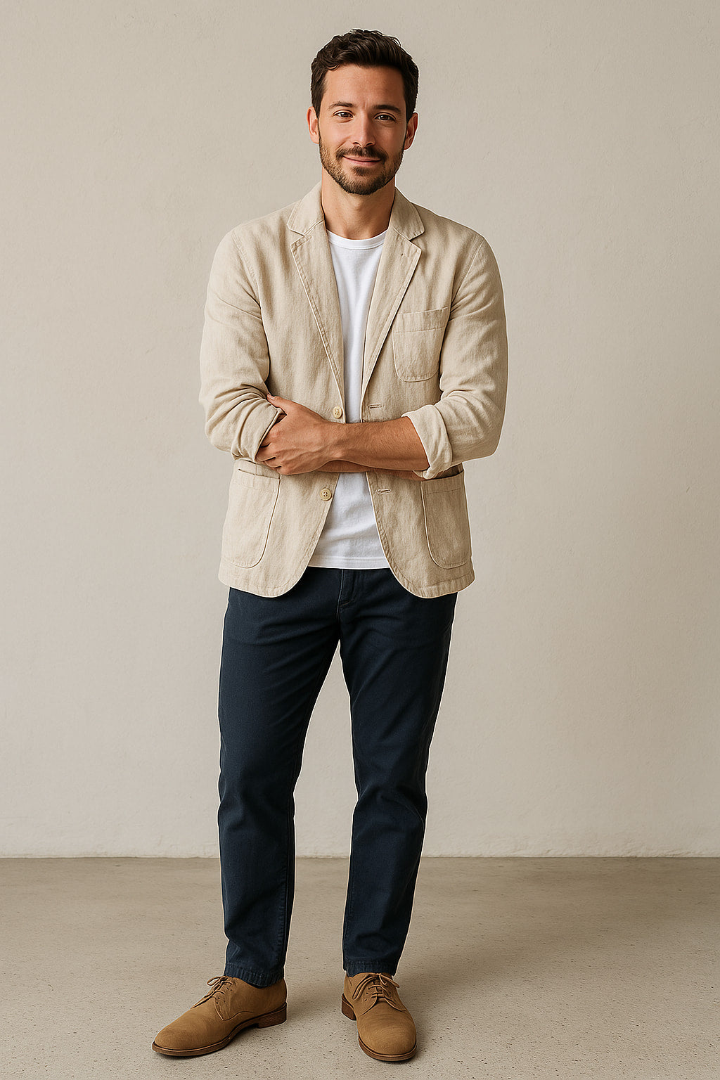 Men’s Casual Blazer – Linen – Unstructured Fit – Notched Lapel – Lightweight