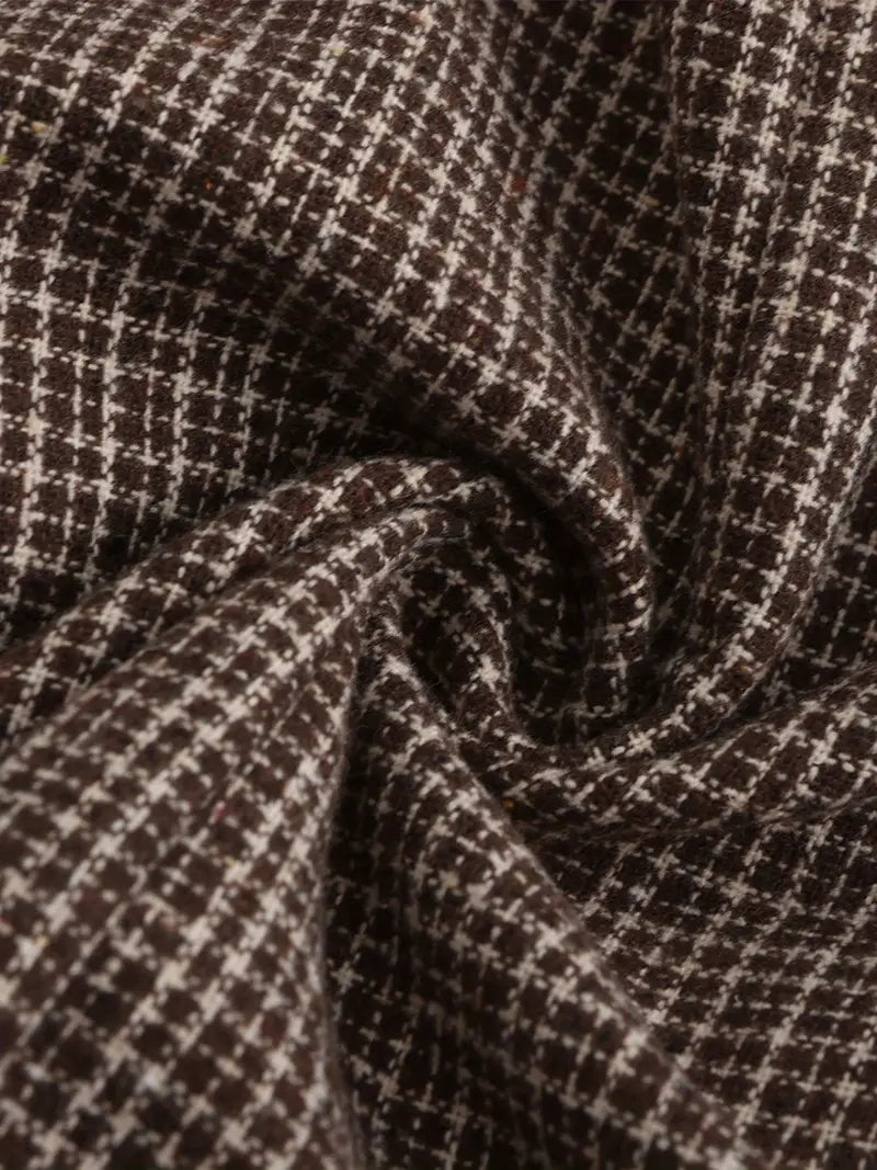 Men’s Check Double-Breasted Blazer – Slim Fit Notch Lapel Jacket