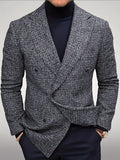 Men’s Check Double-Breasted Blazer – Slim Fit Notch Lapel Jacket