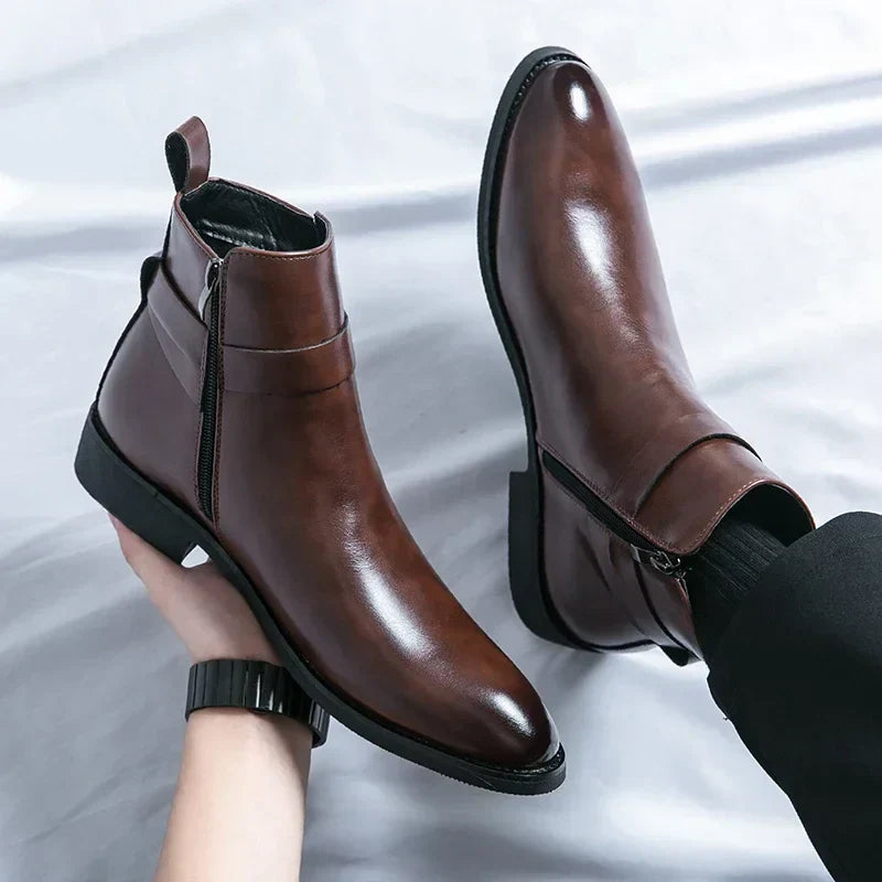 Men’s Classic Chelsea Boots with Side Zipper – Sleek Everyday Elegance and Comfort