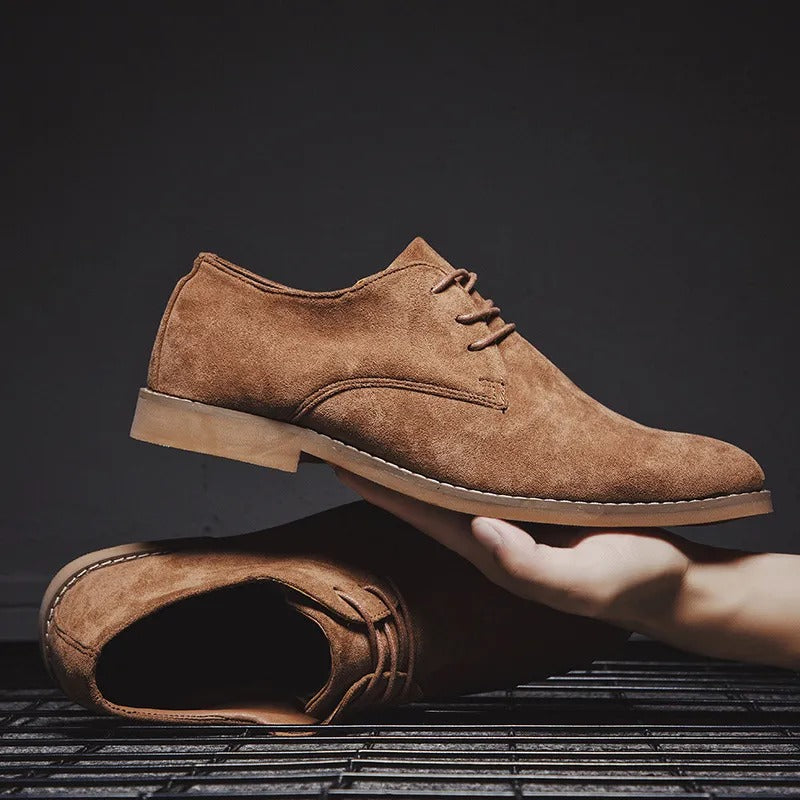 Men’s Classic Lace-Up Dress Shoes – Smart Suede Design for Weddings and Formal Occasions