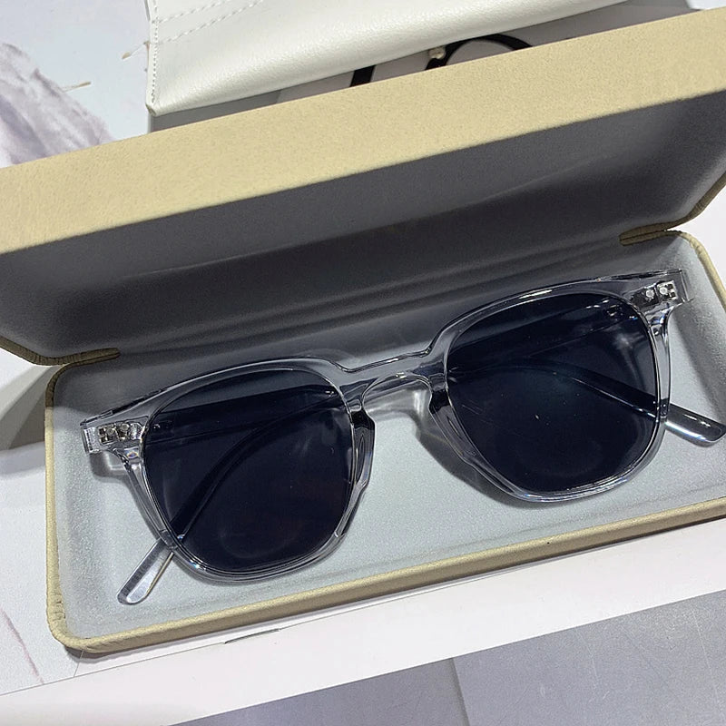 Men’s Clear Frame Square Sunglasses with Dark Lenses – Casual Eyewear