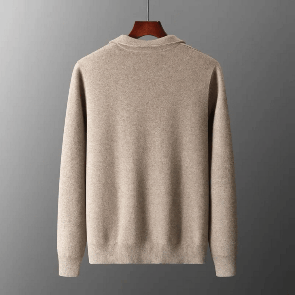 Men’s Collared Zip-Up Knit Cardigan – Casual Smart Layering Jacket